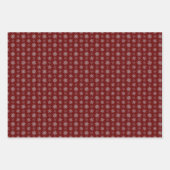 Feuille De Papier Cadeau Cluster de flocons de neige sur Deep Red, Green et (Devant)