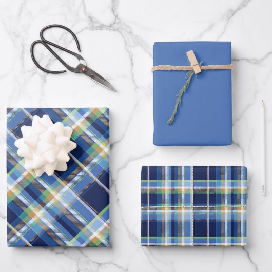 Feuille De Papier Cadeau Coastal - Marine Blue, Blue-Grey, Orange, Lime... (Recto)