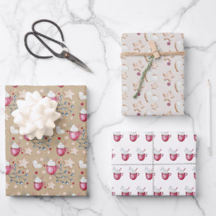 Feuille De Papier Cadeau Coca Chaud Et Cookies De Noël