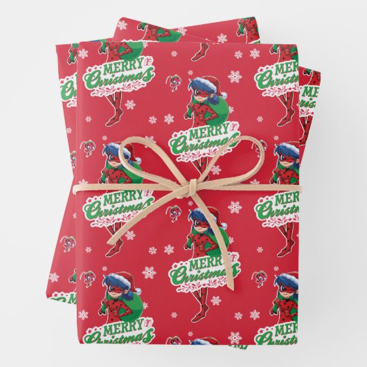 Feuille De Papier Cadeau Coccinelle | Joyeux Noël (En situation)