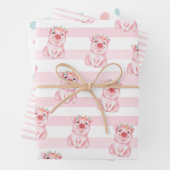 Feuille De Papier Cadeau Cochon d'aquarelle Whimsical (En situation)