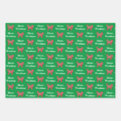 Feuille De Papier Cadeau Cockapo Chien mignon Silhouette Green Merry Woofma (Devant)