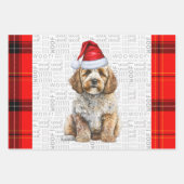 Feuille De Papier Cadeau Cockapoo Chien Rouge Fête Jour Jour Joué (Devant)