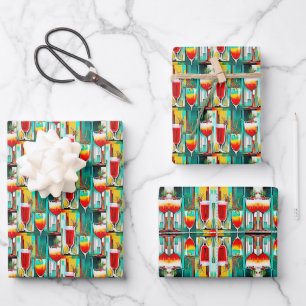 Feuille De Papier Cadeau Cocktails PopArt Christmas