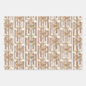 Feuille De Papier Cadeau Cocoa Cream Snowflakes Stripes Christmas  (Devant 2)