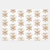 Feuille De Papier Cadeau Cocoa Cream Snowflakes Stripes Christmas  (Devant)