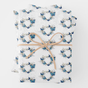 Feuille De Papier Cadeau Coeur bijoux avec papillons Morpho
