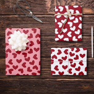 Feuille De Papier Cadeau Coeur d'amour rouge et blanc Coeurs d'amour motif