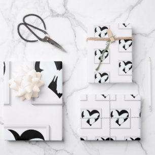 Feuille De Papier Cadeau Cœur de papillon blanc