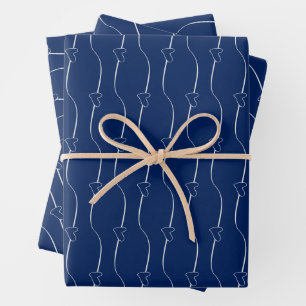Feuille De Papier Cadeau Coeur Liens Grey Sapphire Blue Mariage Engagement