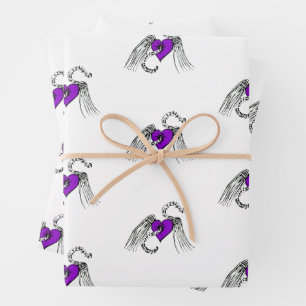 Feuille De Papier Cadeau Coeur Musique violet