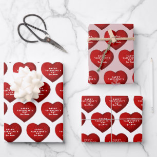 Feuille De Papier Cadeau Coeur rouge romantique avec nom Saint Valentin`s D