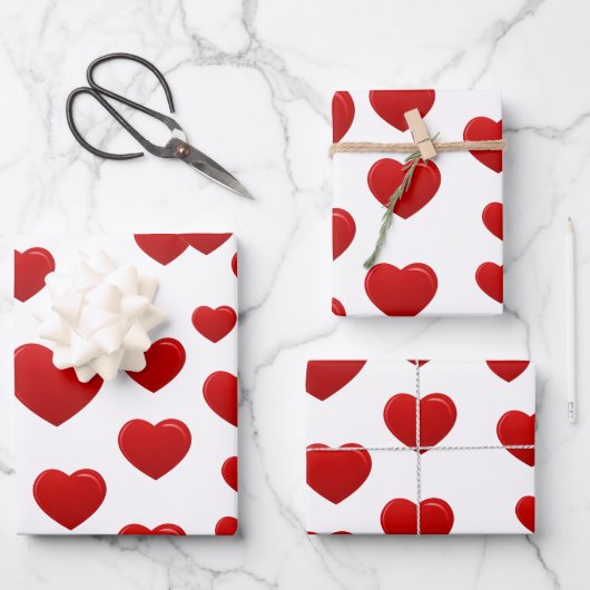 Feuille De Papier Cadeau coeur rouge valentin (Recto)
