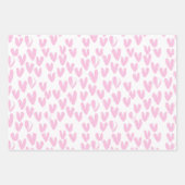 Feuille De Papier Cadeau Coeurs Abstraits roses sur blanc (Devant 3)