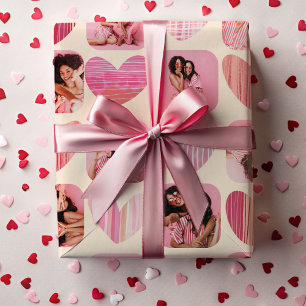 Feuille De Papier Cadeau Coeurs amusants & Photo Rose & Black Galentine's