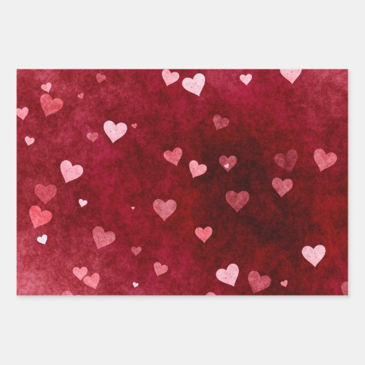 Feuille De Papier Cadeau Coeurs aquarelle (Devant 2)