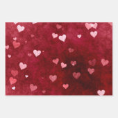 Feuille De Papier Cadeau Coeurs aquarelle (Devant)