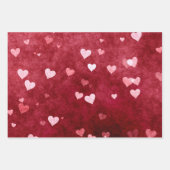 Feuille De Papier Cadeau Coeurs aquarelle (Devant 3)