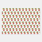 Feuille De Papier Cadeau Coeurs, Bas et Elfe de Noël en rouge (Devant 2)