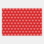 Feuille De Papier Cadeau Coeurs, Bas et Elfe de Noël en rouge (Devant)