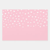 Feuille De Papier Cadeau Coeurs blancs élégants sur Pastel Pink (Devant 3)