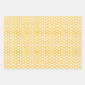 Feuille De Papier Cadeau Cœurs blancs sur lin jaune moutarde (Devant)