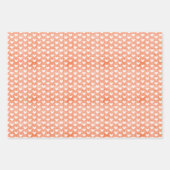 Feuille De Papier Cadeau Cœurs blancs sur lin orange (Devant 3)