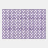 Feuille De Papier Cadeau Cœurs blancs sur lin pourpre foncé (Devant 3)