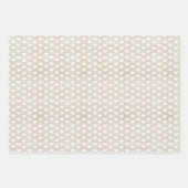 Feuille De Papier Cadeau Cœurs blancs sur lin tan (Devant)