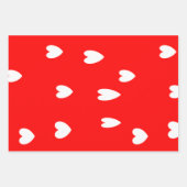 Feuille De Papier Cadeau Coeurs blancs sur rouge (Devant 3)