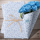 Feuille De Papier Cadeau Cœurs - Bleu foncé sur bleu clair