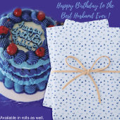 Feuille De Papier Cadeau Cœurs - Bleu foncé sur bleu clair