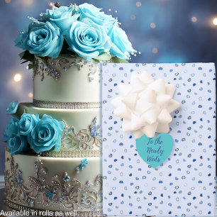 Feuille De Papier Cadeau Cœurs - Bleu foncé sur bleu clair