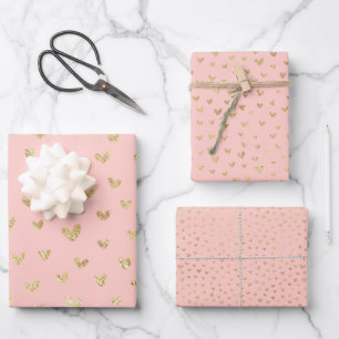 Feuille De Papier Cadeau Coeurs boho rose vif
