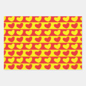 Feuille De Papier Cadeau Coeurs d'amour jaune rouge (Devant 2)