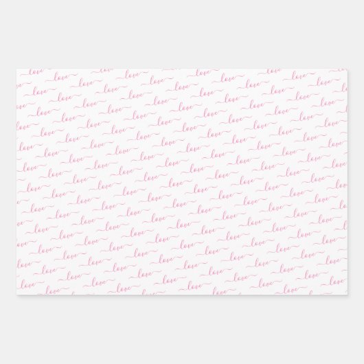 Feuille De Papier Cadeau Coeurs d'amour rose initial personnalisés Valentin (Devant 2)