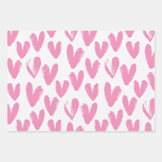 Feuille De Papier Cadeau Coeurs d'amour rose initial personnalisés Valentin (Devant)