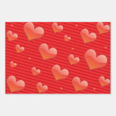 Feuille De Papier Cadeau Coeurs d'amour rouges (Devant 3)