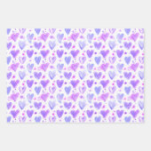 Feuille De Papier Cadeau Coeurs d'aquarelle passion violet (Devant)