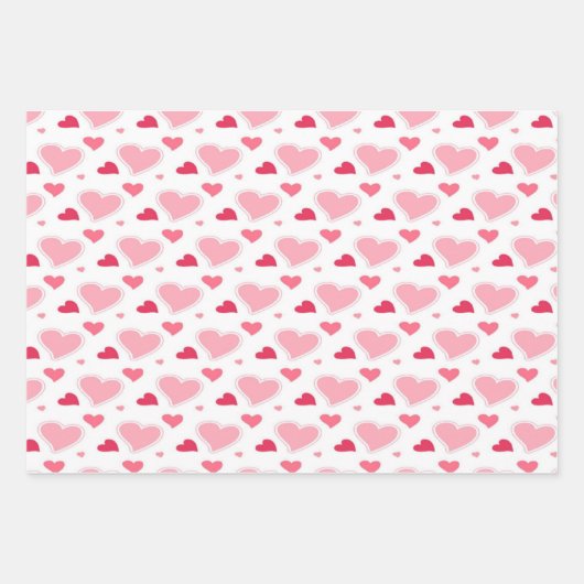 Feuille De Papier Cadeau Coeurs d'aquarelle rose et blanc féminin   (Devant)