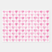 Feuille De Papier Cadeau Coeurs d'aquarelle rose mignonne (Devant)