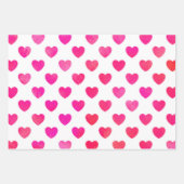 Feuille De Papier Cadeau Coeurs d'aquarelle rose rouge (Devant 2)