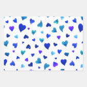 Feuille De Papier Cadeau Coeurs de la Saint Valentin - bleu (Devant 3)