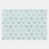 Feuille De Papier Cadeau Coeurs de menthe bleu (Devant 3)