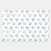 Feuille De Papier Cadeau Coeurs de menthe bleu (Devant 2)