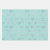 Feuille De Papier Cadeau Coeurs de menthe bleu (Devant)