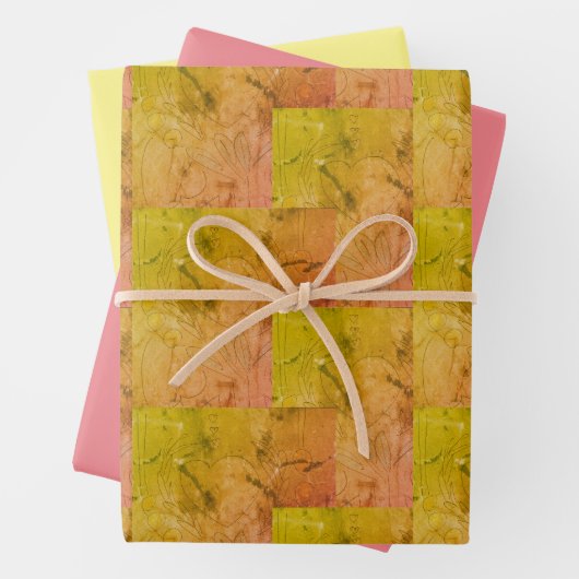 Feuille De Papier Cadeau Coeurs de Nana (rose et jaune) (En situation)