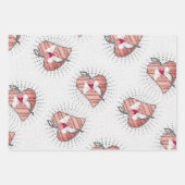 Feuille De Papier Cadeau Coeurs de notes musicales roses (Devant)