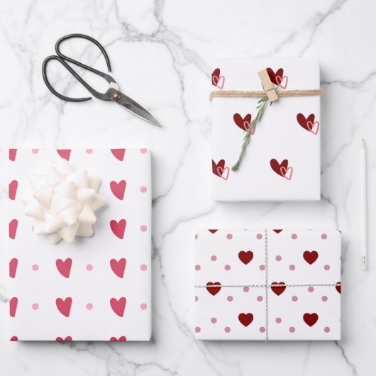 Feuille De Papier Cadeau Coeurs de Saint-Valentin en blanc (Recto)