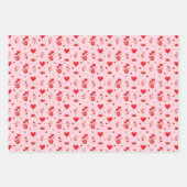 Feuille De Papier Cadeau Coeurs de Saint Valentin en rose, blanc et noir (Devant)